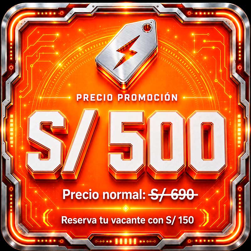 Curso Control de Motores precio promoción S/ 500, antes S/ 690, reserva con S/ 150