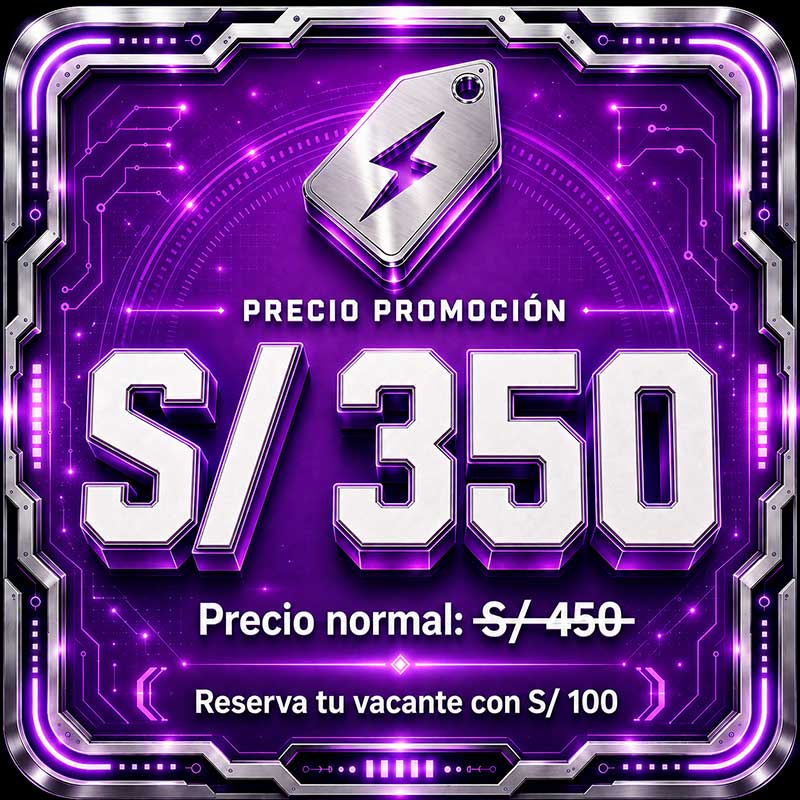 Curso Intercomunicadores precio promoción S/ 350, antes S/ 450, reserva con S/ 100